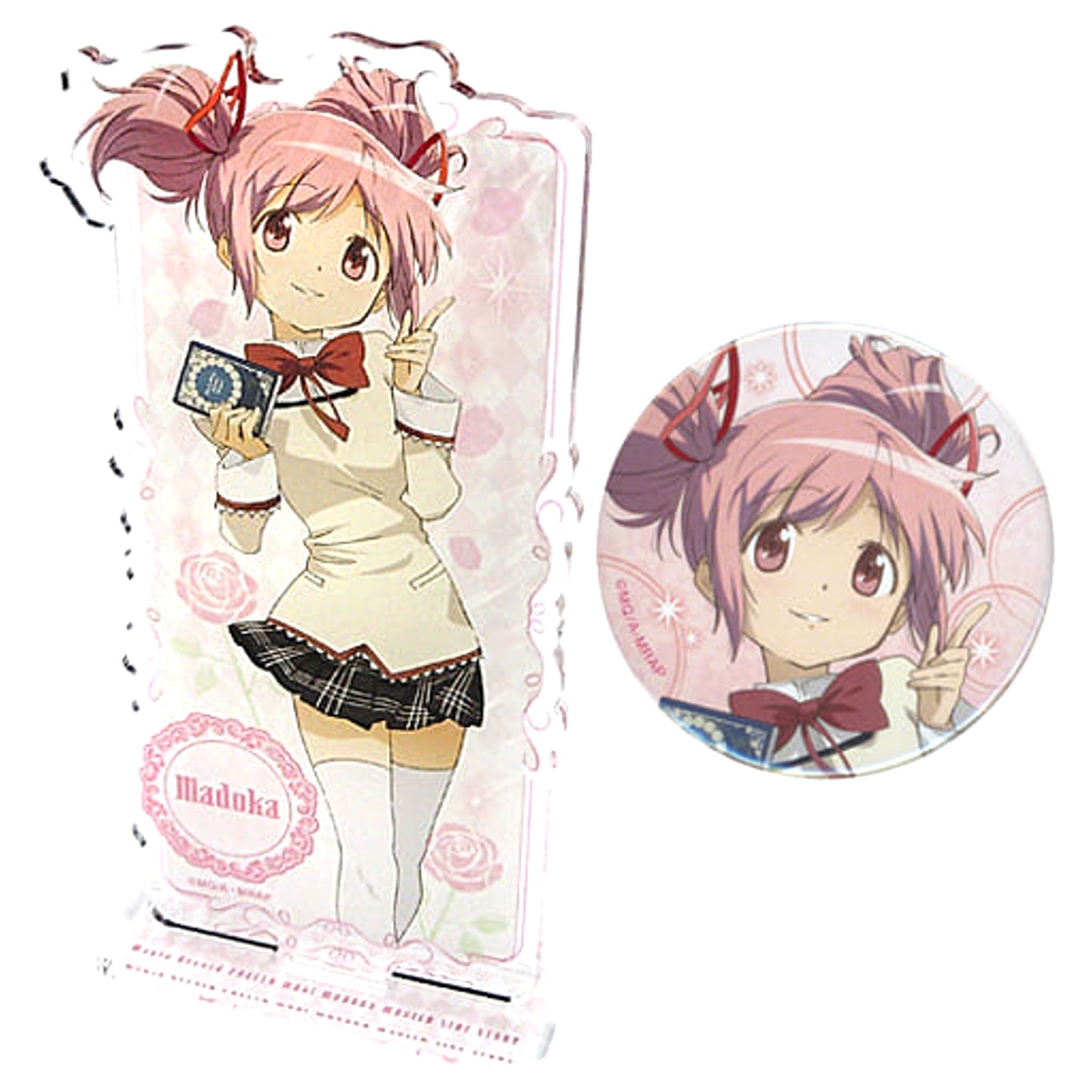 Magia Record: Puella Magi Madoka Magica Side Story Madoka Kaname Acrylic Stand Figure (with Button Badge) Air Comiket 2 Limited Buttons [USED]