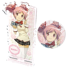 Magia Record: Puella Magi Madoka Magica Side Story Madoka Kaname Acrylic Stand Figure (with Button Badge) Air Comiket 2 Limited Buttons [USED]