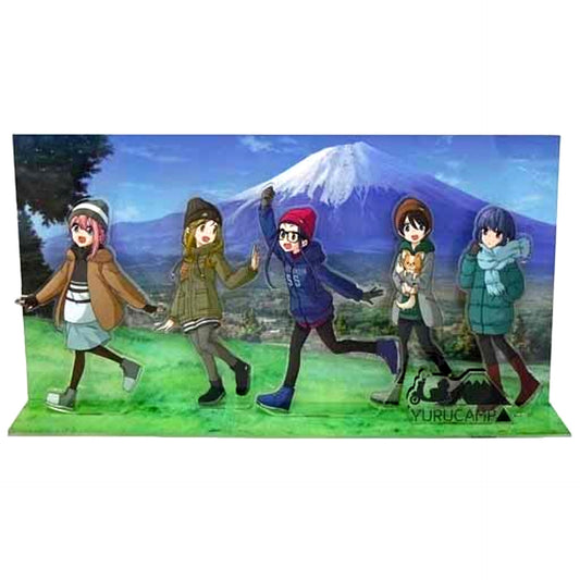 Group Laid-Back Camp Pop-up Shop Amiami Kogen Campsite Illustration Acrylic Stand with Background [USED]