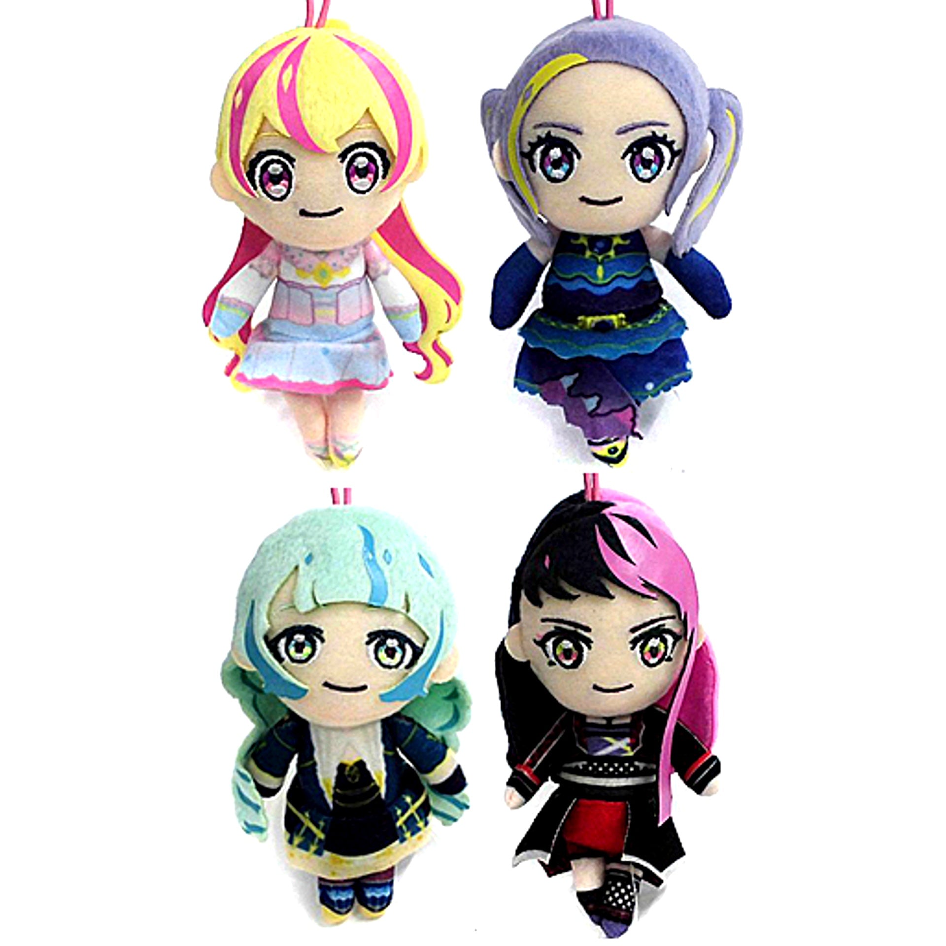 Set of 4 Plush with Elastic String Aikatsu Planet! [USED]