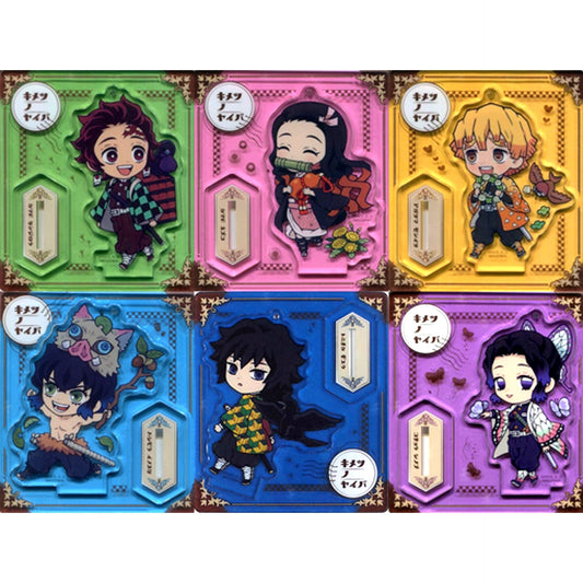 Set of 6 Demon Slayer Retro Acrylic Stand Outing Edition - Colorful Ver. Animate Convenience Store Limited [USED]