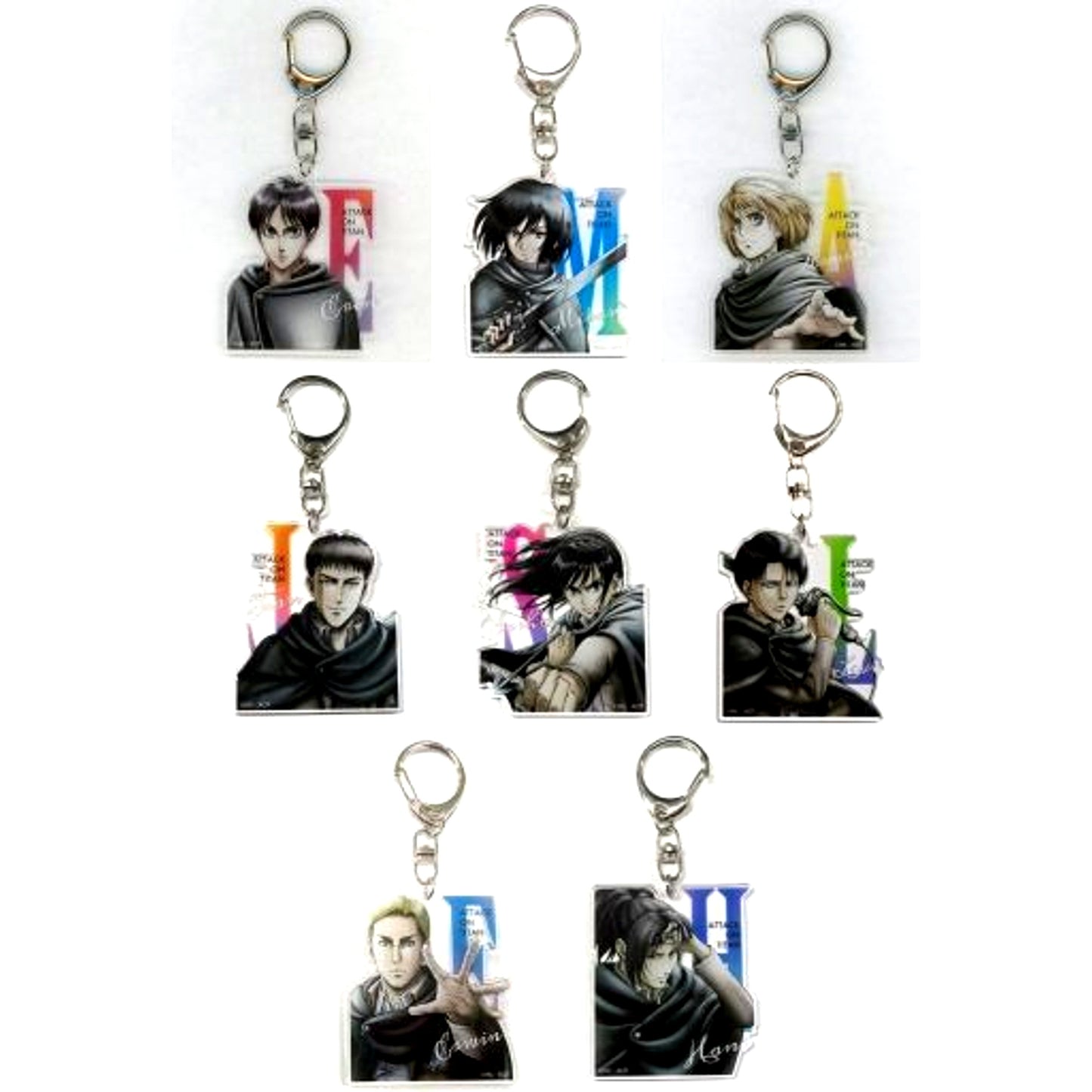 Set of 8 Attack on Titan WIT STUDIO Drawn Trading Acrylic Keychain [USED]