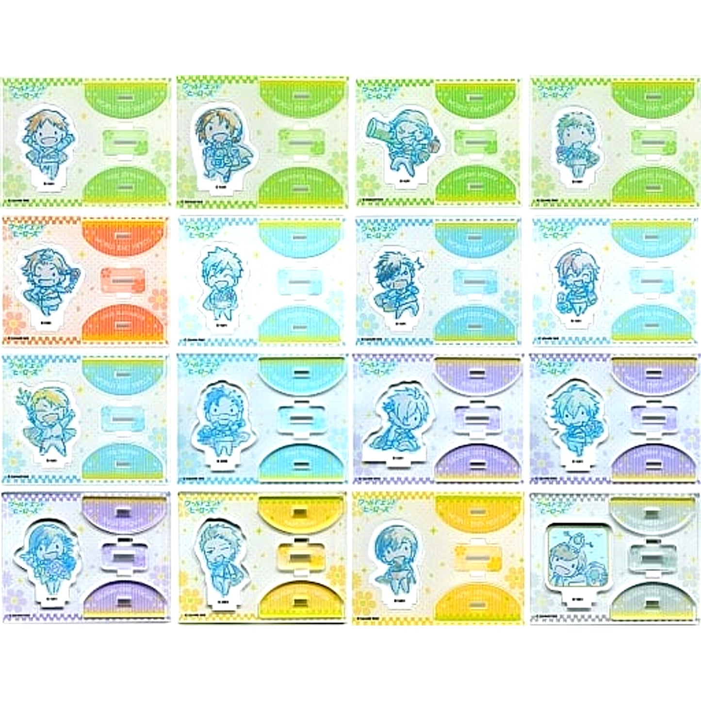 World End Heroes x Karaoke no Tetsujin Thank you for your requests Trading Yurayura Acrylic Stand Set of All 16 Types [USED]