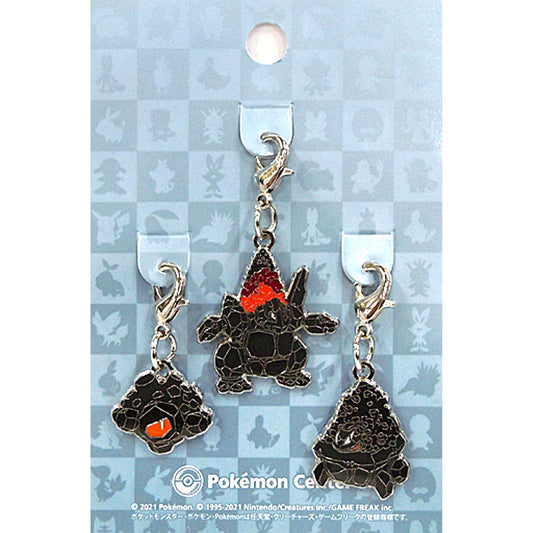 Set of 3 Rolycoly & Carkol & Coalossal 837 838 839 National Pokedex Metal Charm Pokemon Pokemon Center Limited [USED]