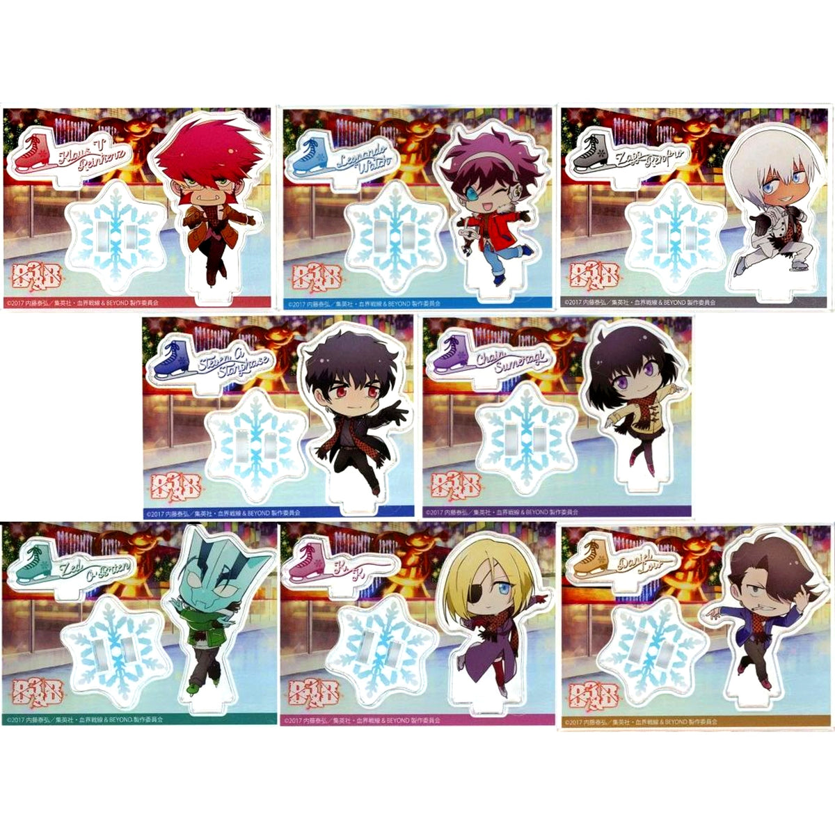 Set of 8 Blood Blockade Battlefront and Beyond Only Shop Libra del Cero Absoluto in Marui Trading Acrylic Stand Mini Character Skate Ver. [USED]