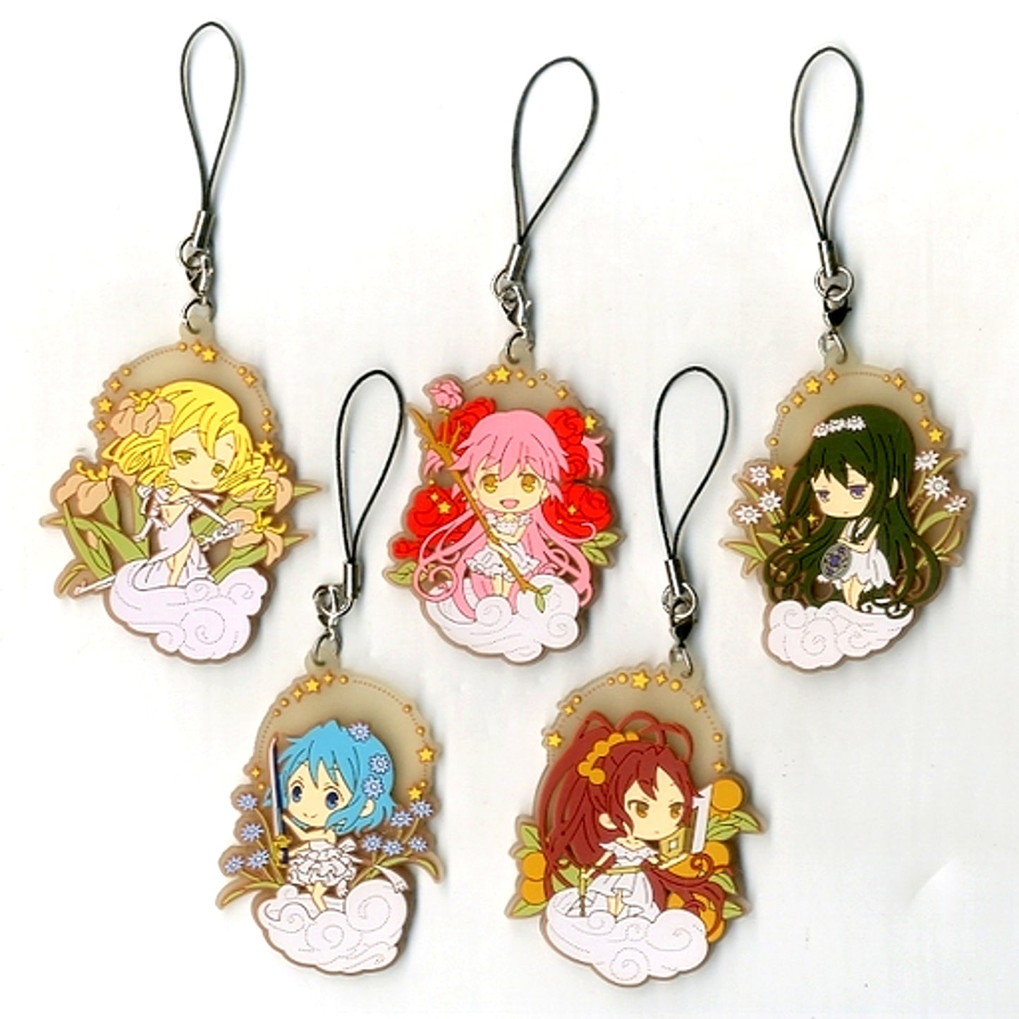 Set of 5 Puella Magi Madoka Magica the Movie Rebellion Rubber Strap Collection [USED]