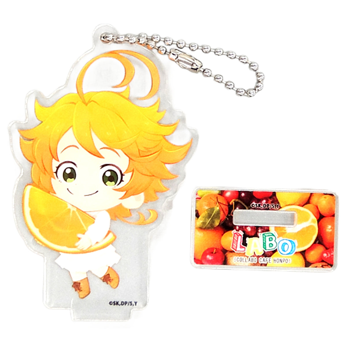 The Promised Neverland Emma Mini Character Acrylic Stand Keychain Collabo Cafe Honpo Labo Limited Keychains [USED]