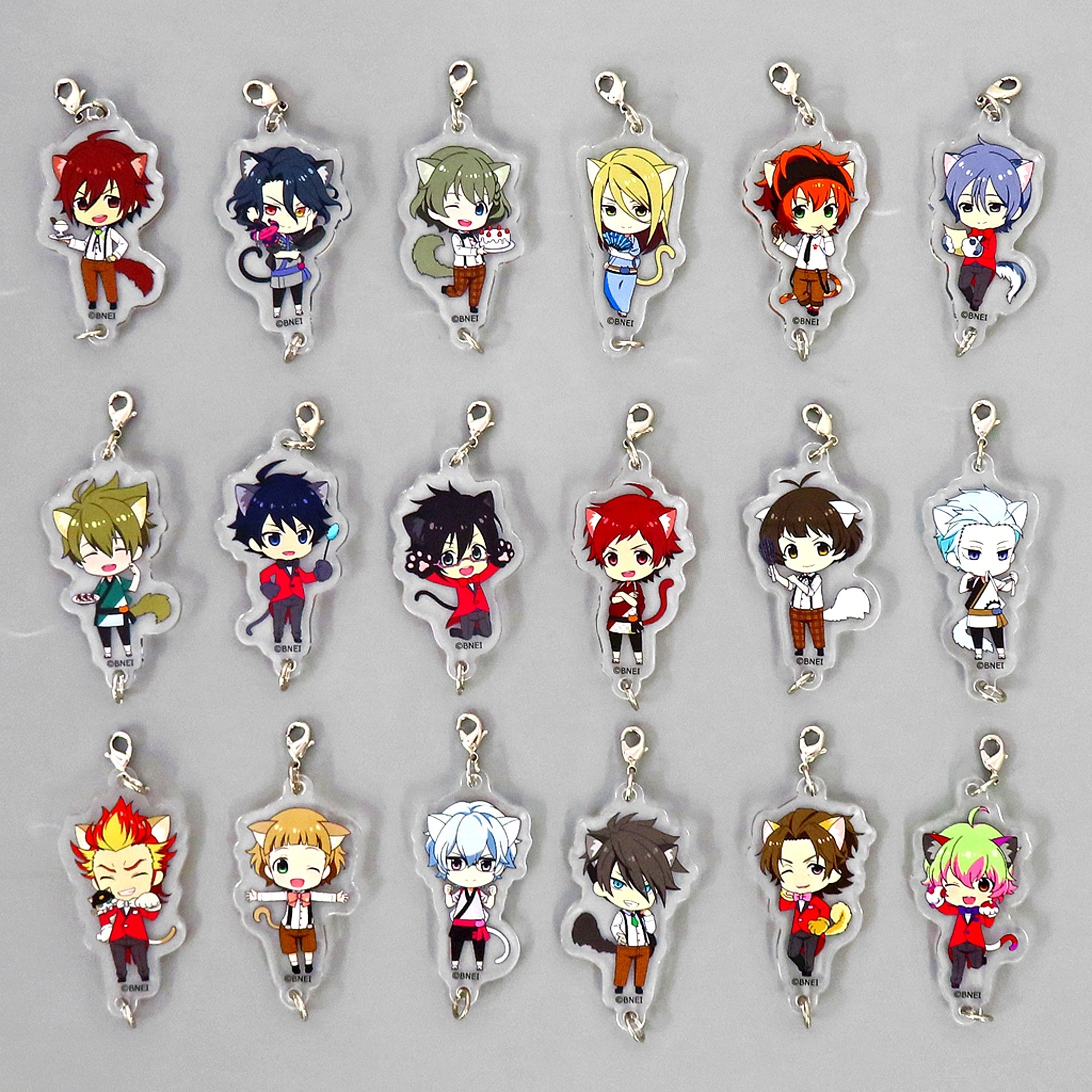Set of 18 The Idolm@ster SideM Connecting Acrylic Charm Collection Nyantesteki na Namjatown [USED]