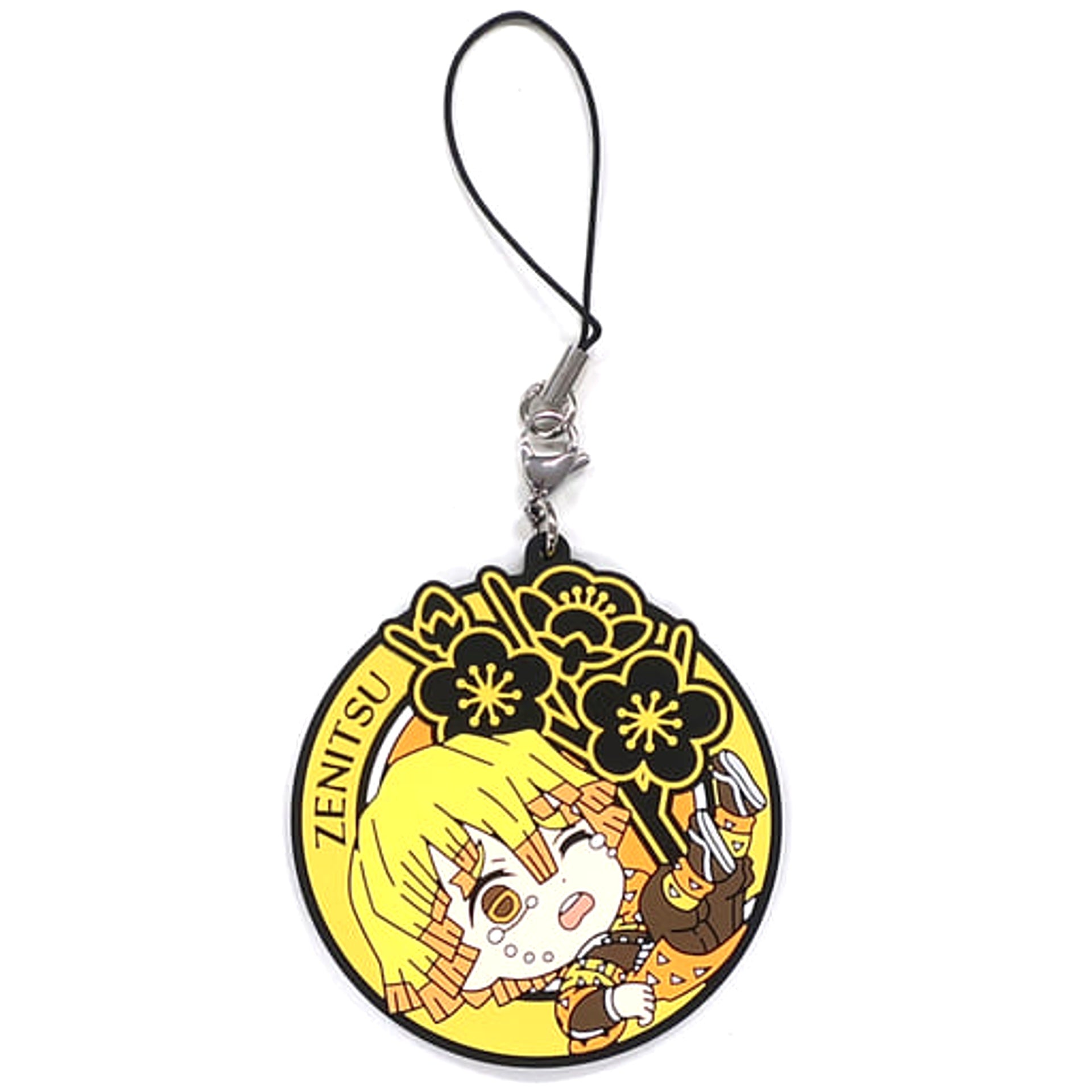 Demon Slayer: Kimetsu no Yaiba Zenitsu Agatsuma Ichiban Kuji 4 Dareyorimo Kyojin na Yaiba to Nare Kyunchara Rubber Strap Kyunchara Illustrations Prize J Keychains [USED]