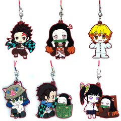Demon Slayer Kimetsu no Yaiba Gashapon Kuji Asort Prize B Rubber Mascot Set of 6 [USED]