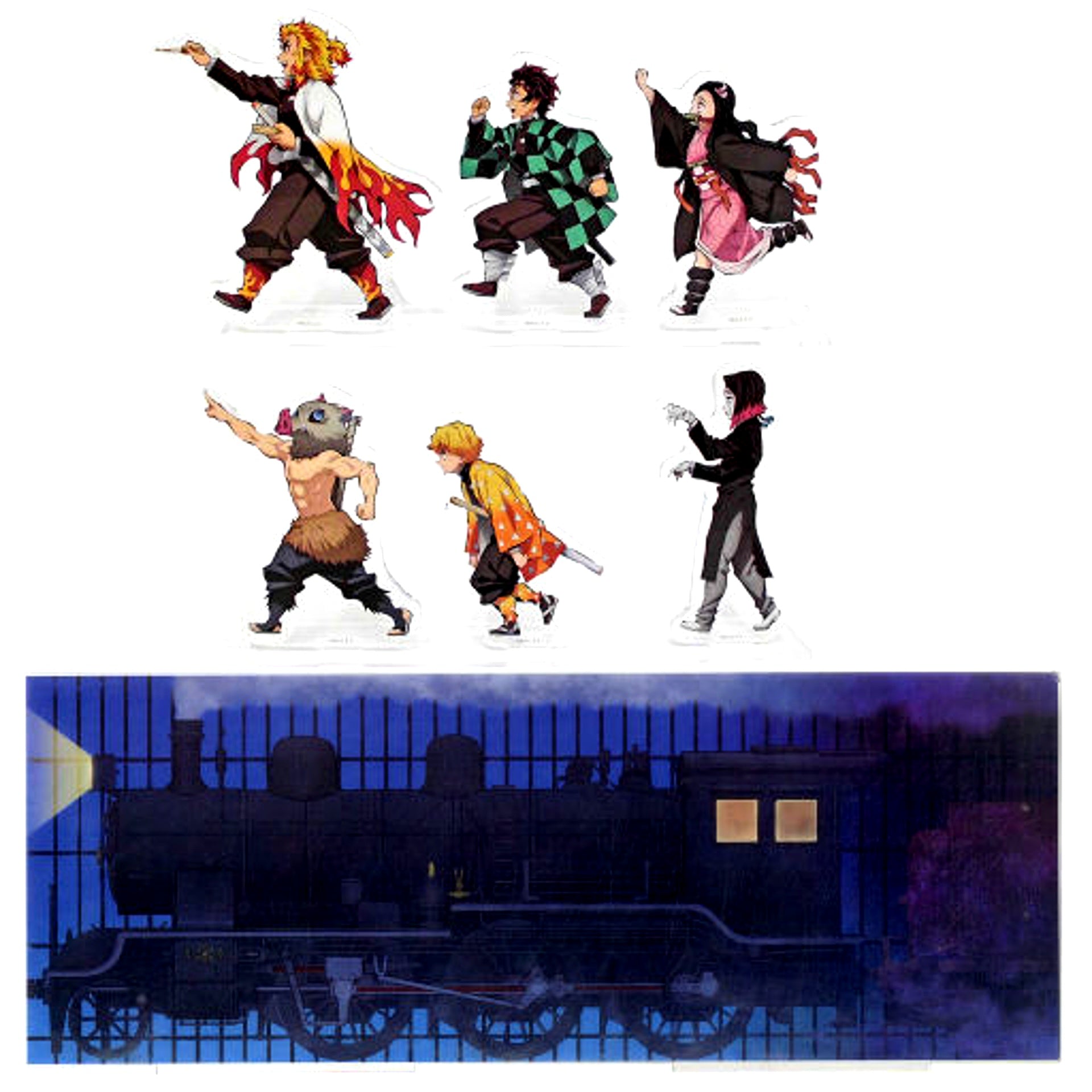 Single Item Group Character Acrylic Stand with Background Set of 6 C98 Demon Slayer: Kimetsu no Yaiba the Movie: Mugen Train Departure Set [USED]