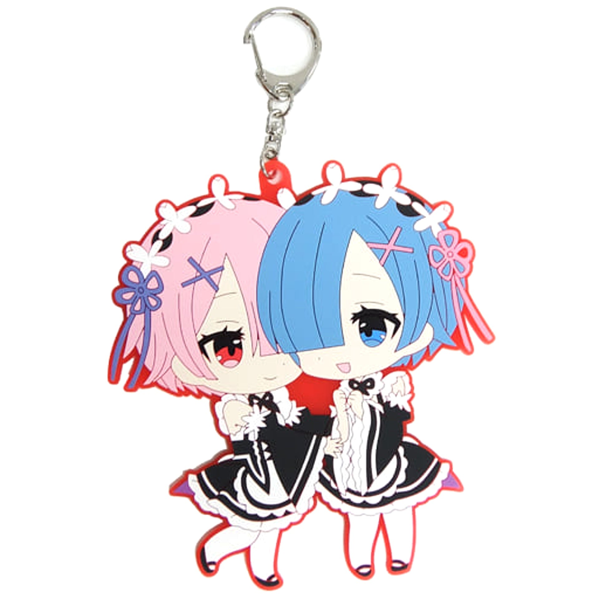 Re:ZERO -Starting Life in Another World- Ram Rem A Lovey-Dovey Big Rubber Keychain Keychains [USED]