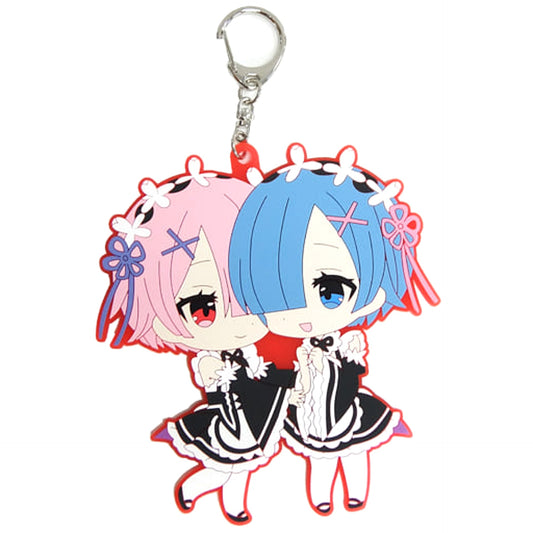 Re:ZERO -Starting Life in Another World- Ram Rem A Lovey-Dovey Big Rubber Keychain Keychains [USED]