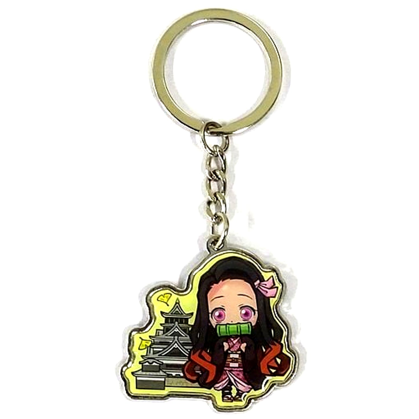 Nezuko Kamado Kumamoto Castle Demon Slayer Kimetsu no Yaiba Metal Keychain Kumamoto Limited [USED]