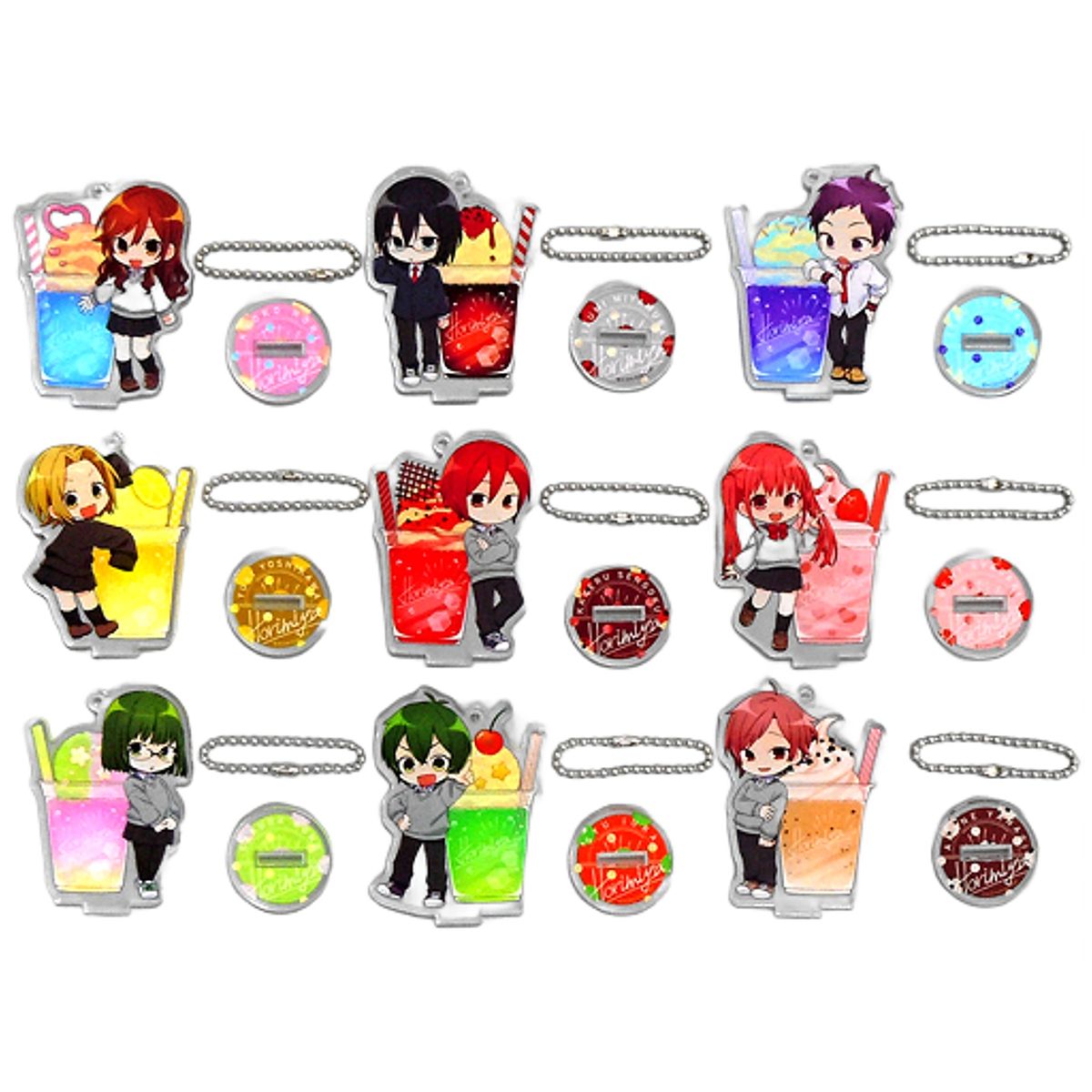 Horimiya Kyoko Hori & Others Trading Acrylic Stand Keychain Drink Museum in animate Limited All 9 Types Set Keychains [USED]