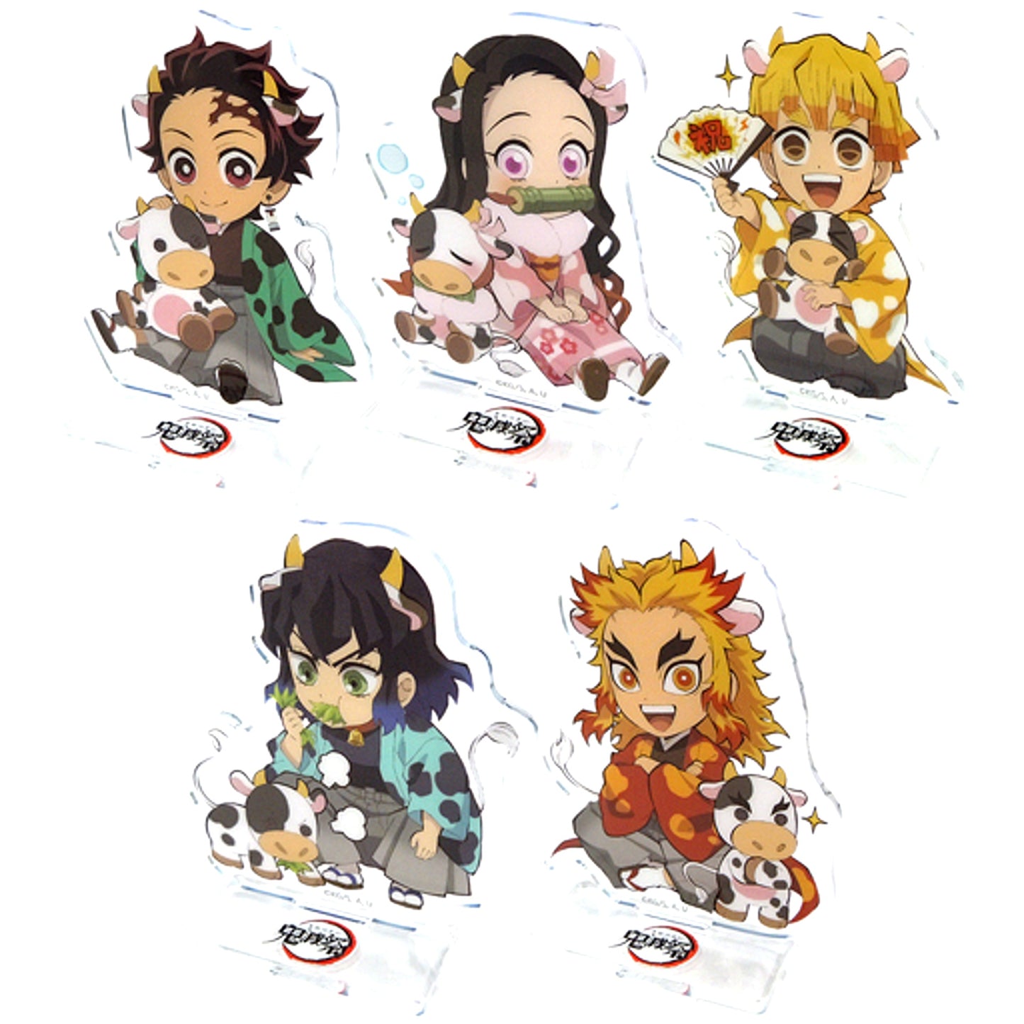 Set of 5 Demon Slayer Kimetsu Festival Online - Anime 2nd Anniversary Festival - Year of the Ox Mini Character Random Acrylic Stand ufotable WEBSHOP Made-to-Order Limited [USED]