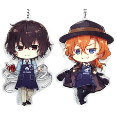 Bungo Stray Dogs Osamu Dazai Chuya Nakahara Acrylic Keychain Set animate Bangkok Limited Keychains [USED]