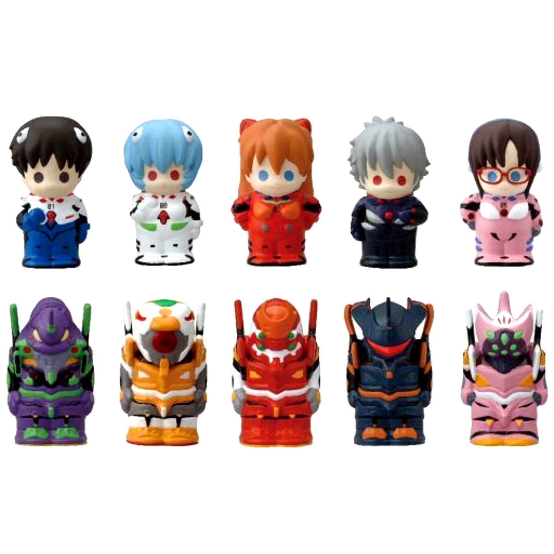 Set of 10 Evangelion: New Theatrical Edition Soft Vinyl Puppet Mascot [USED]