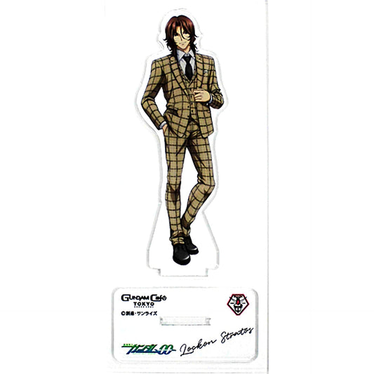 Lockon Stratos Mobile Suit Gundam 00 CELESTIAL BEING SURPRISE PARTY Won't you surprise Tieria with me? Acrylic Stand Gundam Cafe Limited [USED]