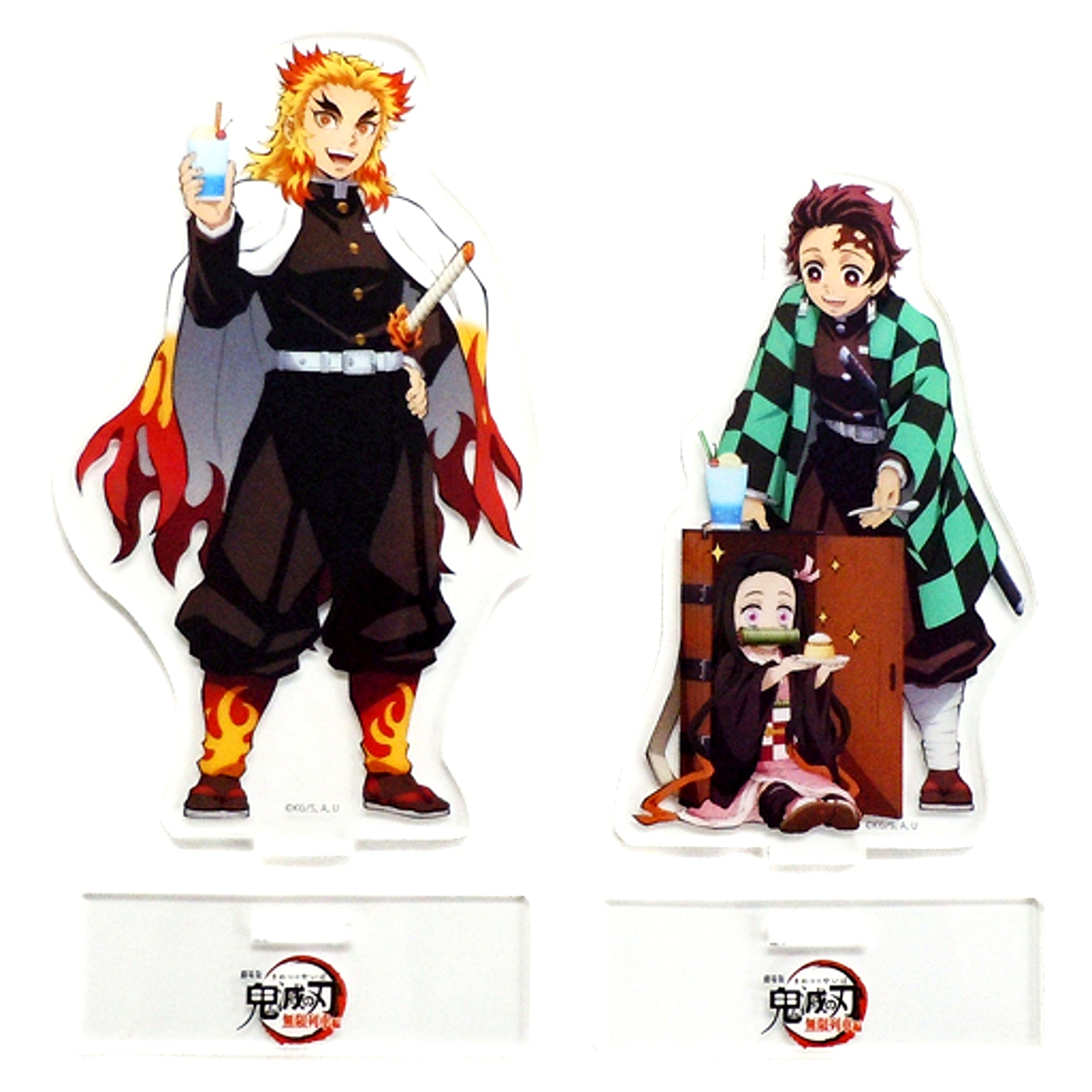Tanjiro Kamado & Nezuko Kamado / Kyojuro Rengoku Newly Drawn Illustration Acrylic Stand Set - Set of 2 Demon Slayer The Movie Mugen Train ufotable CINEMA Ltd [USED]