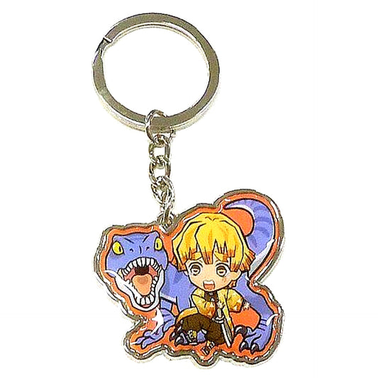 Zenitsu Agatsuma Dinosaur Demon Slayer Metal Keychain Fukui Limited [USED]