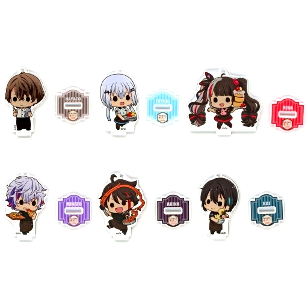 Set of 6 Mini Character Trading Acrylic Stand Virtual YouTuber Nijisanji CAFE in SWEETS PARADISE [USED]