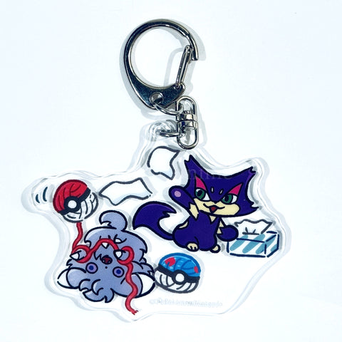 Espurr Purrloin Pokemon Acrylic Keychain Collection Galarian Meowth's Day Pokemon Center Limited Key Chain [USED] — photo 1