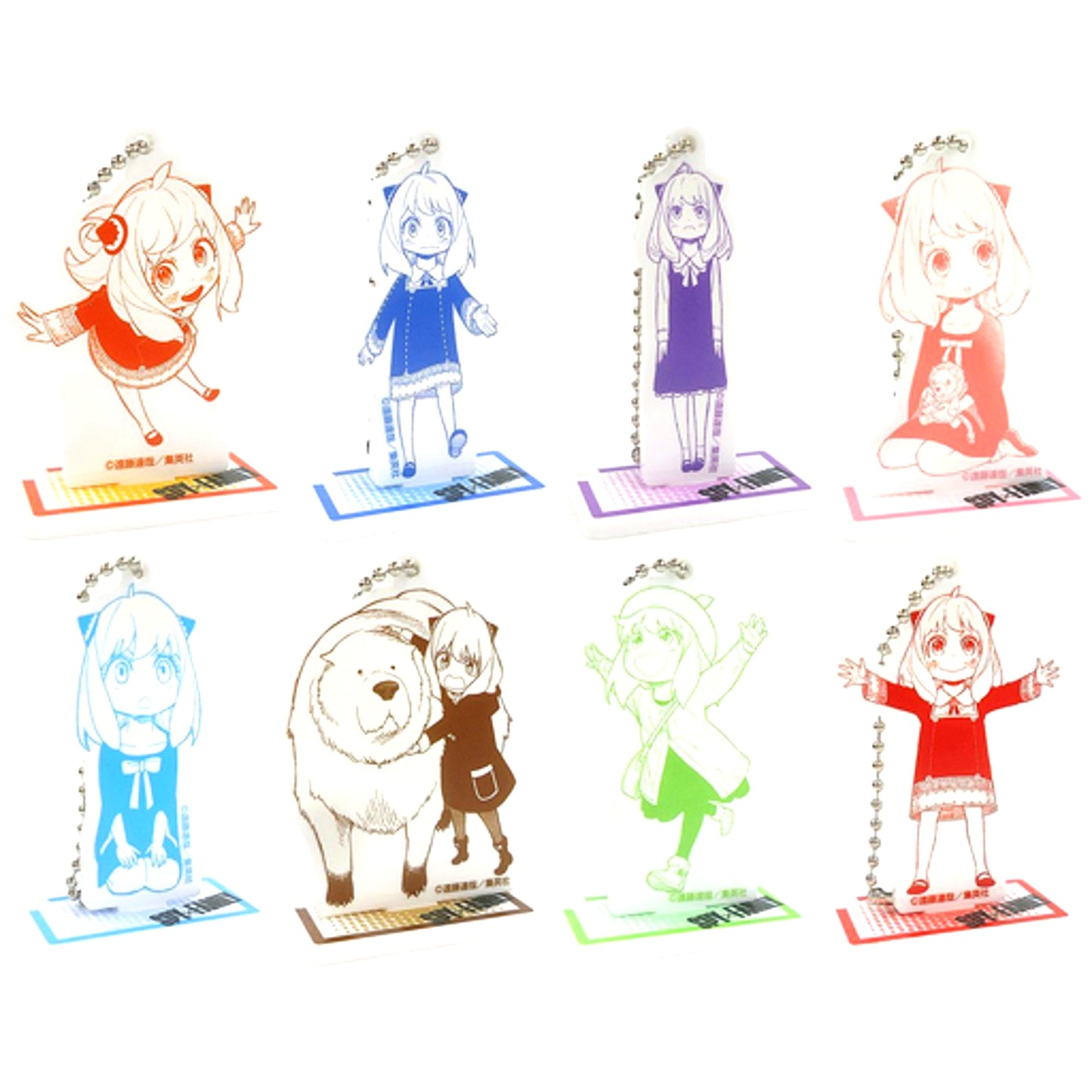 Set of 8 Anya Forger SPY x FAMILY Acrylic Stand Keychain Collection [USED]