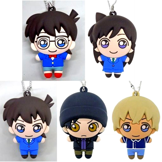 Set of 5 Detective Conan 3D Rubber Mascot with Extra Ball Chain [USED]