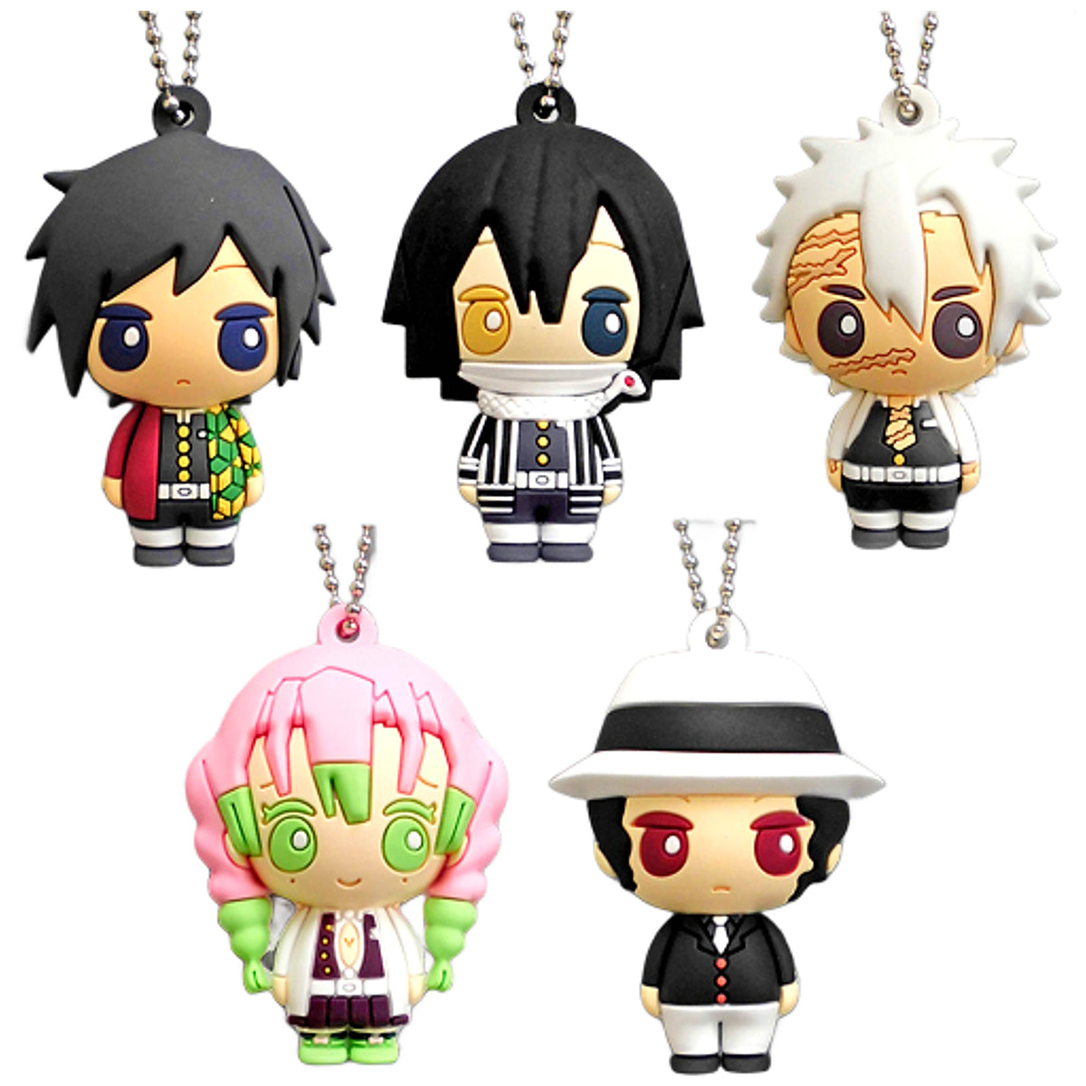 Demon Slayer: Kimetsu no Yaiba Giyu Tomiokau & Others Three Dimensional Rubber Mascot 3 All 5 Types Set Keychains [USED]