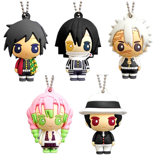 Demon Slayer: Kimetsu no Yaiba Giyu Tomiokau & Others Three Dimensional Rubber Mascot 3 All 5 Types Set Keychains [USED]