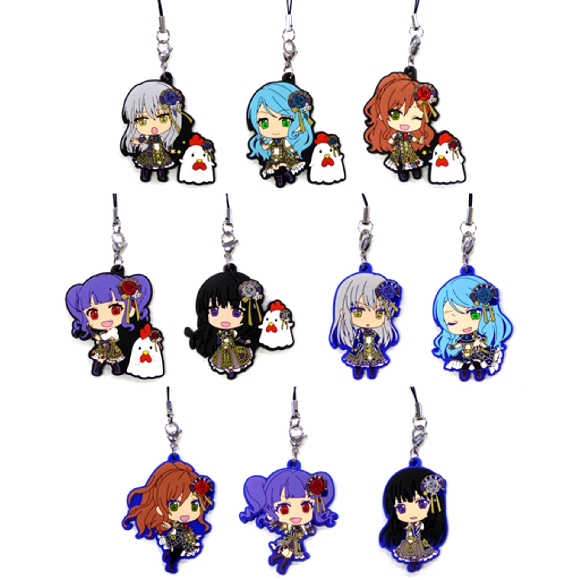 Set of 10 Movie BanG Dream! Episode of Roselia x Lawson Rubber Strap [USED]