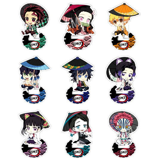Set of 9 Demon Slayer Petanko Trading Acrylic Stand - Japanese Umbrella [USED]