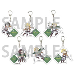 Attack on Titan Mikasa Ackerman & Others Graph Art Design Levi Squad Ver. Acrylic Keychain 14 All 6 Types Set Keychains [USED]