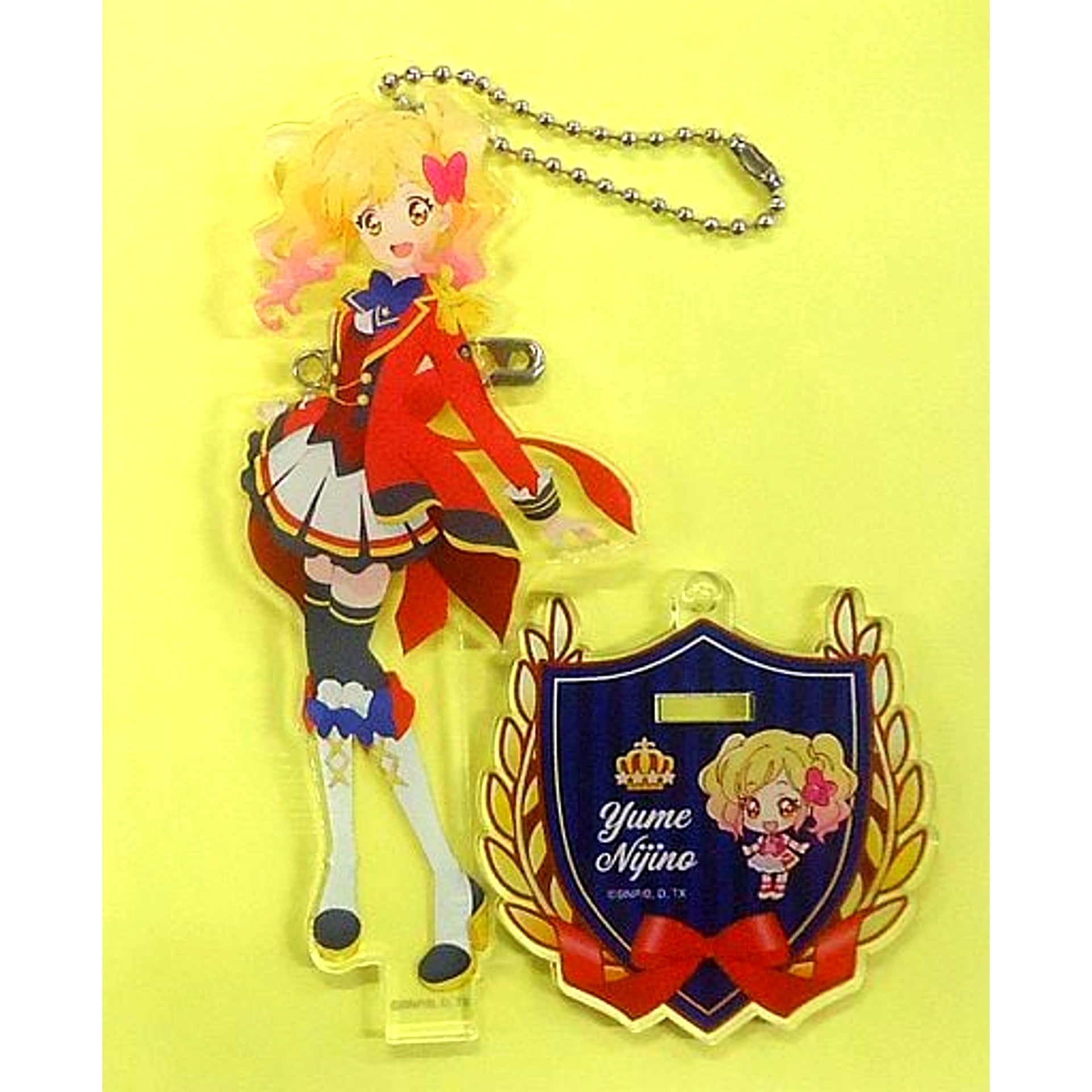 Yume Nijino School Uniform Ver. Acrylic Button Stand Keychain Aikatsu Stars! Thanksgiving We are STARS [USED]