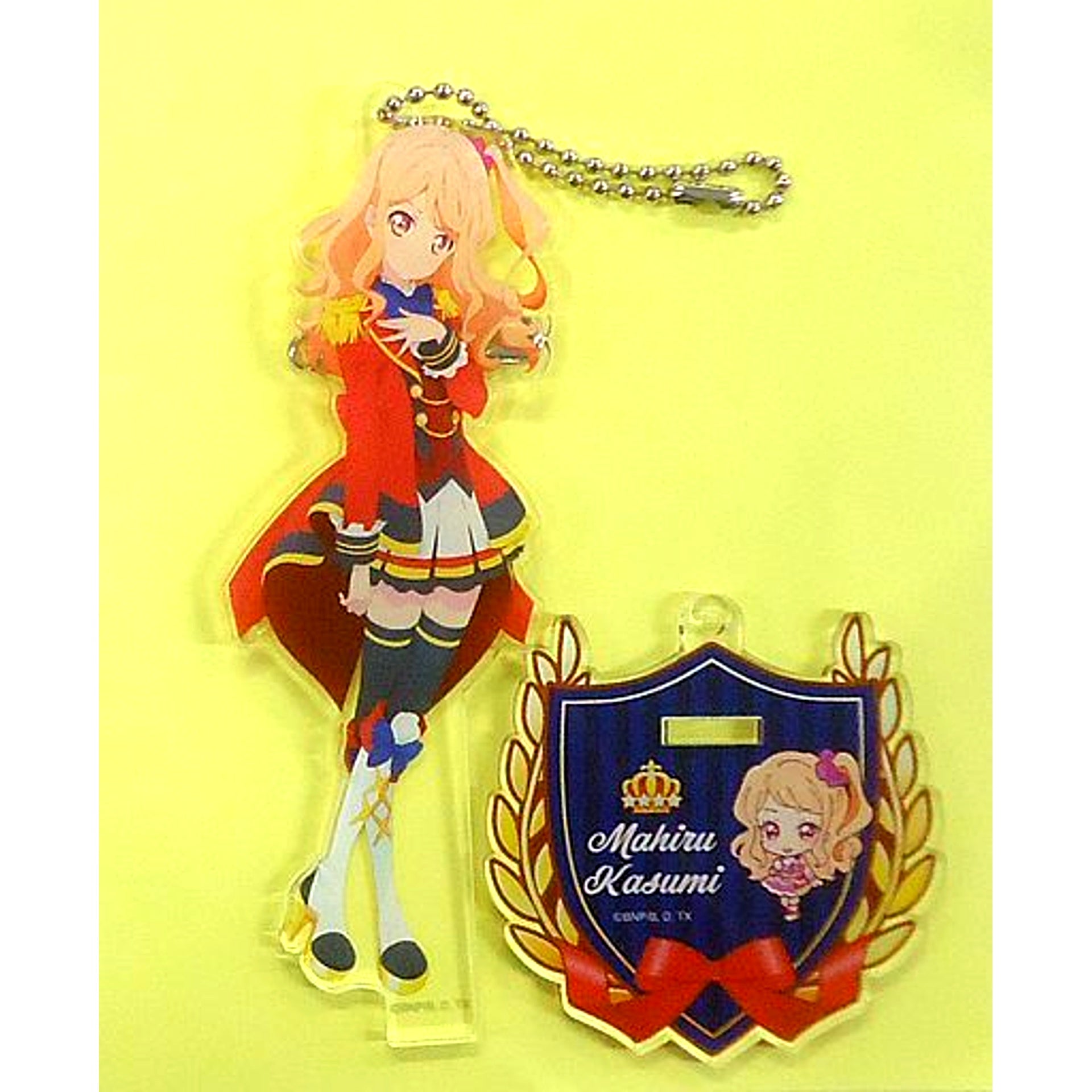 Mahiru Kasumi School Uniform Ver. Acrylic Button Stand Keychain Aikatsu Stars! Thanksgiving We are STARS [USED]