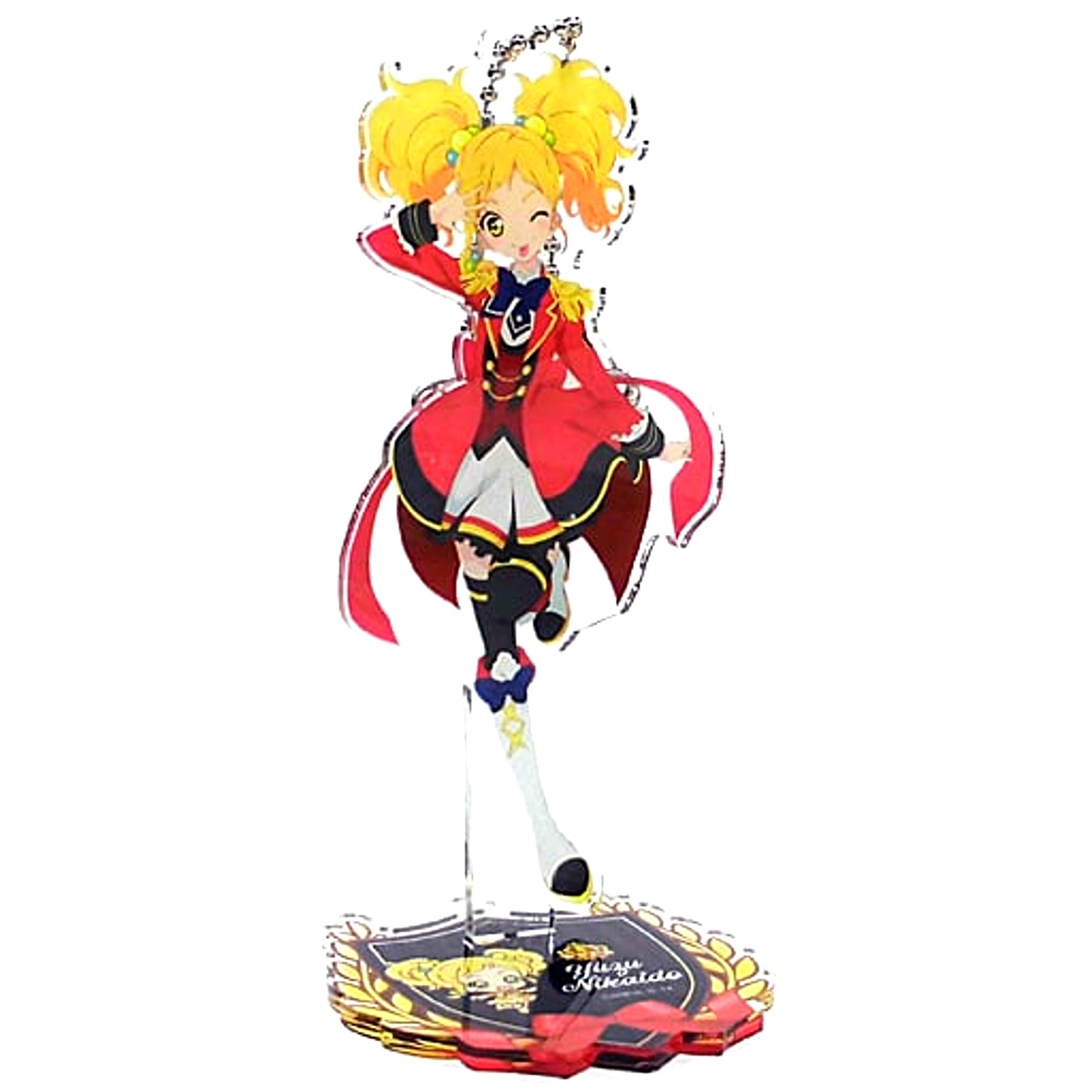 Yuzu Nikaido School Uniform Ver. Acrylic Button Stand Keychain Aikatsu Stars! Thanksgiving We are STARS [USED]