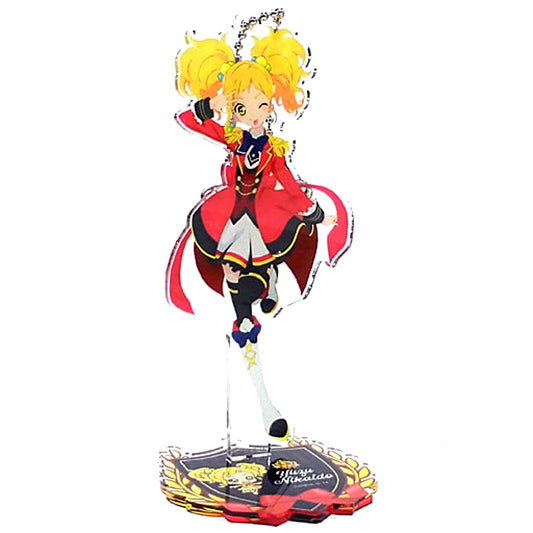 Yuzu Nikaido School Uniform Ver. Acrylic Button Stand Keychain Aikatsu Stars! Thanksgiving We are STARS [USED]