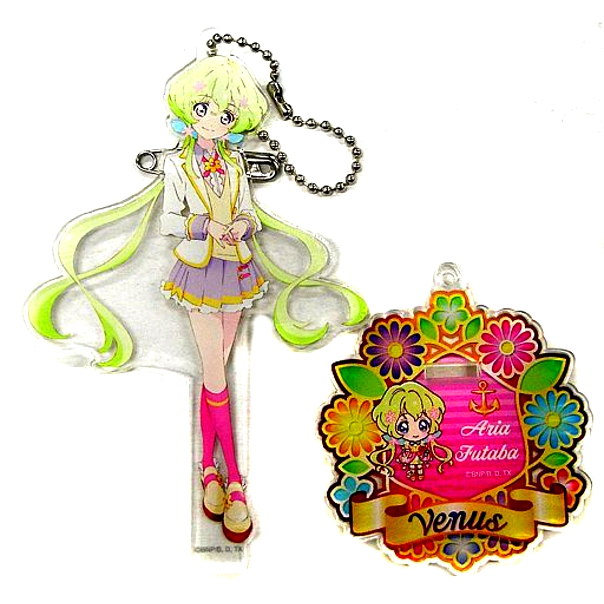 Aria Futaba School Uniform Ver. Acrylic Button Stand Keychain Aikatsu Stars! Thanksgiving We are STARS [USED]