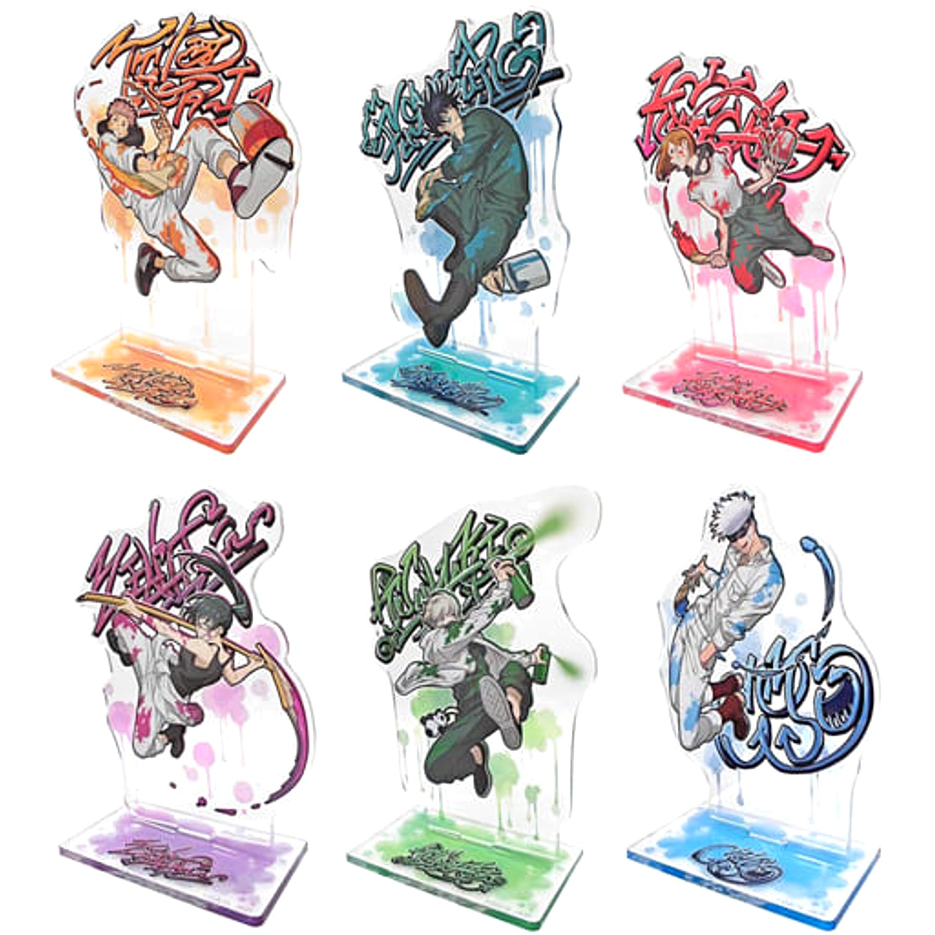 Jujutsu Kaisen Yuji Itadori & Others All 6 Types Set Sega Lucky Kuji Graffiti x Battle Acrylic Stand Prize H [USED]