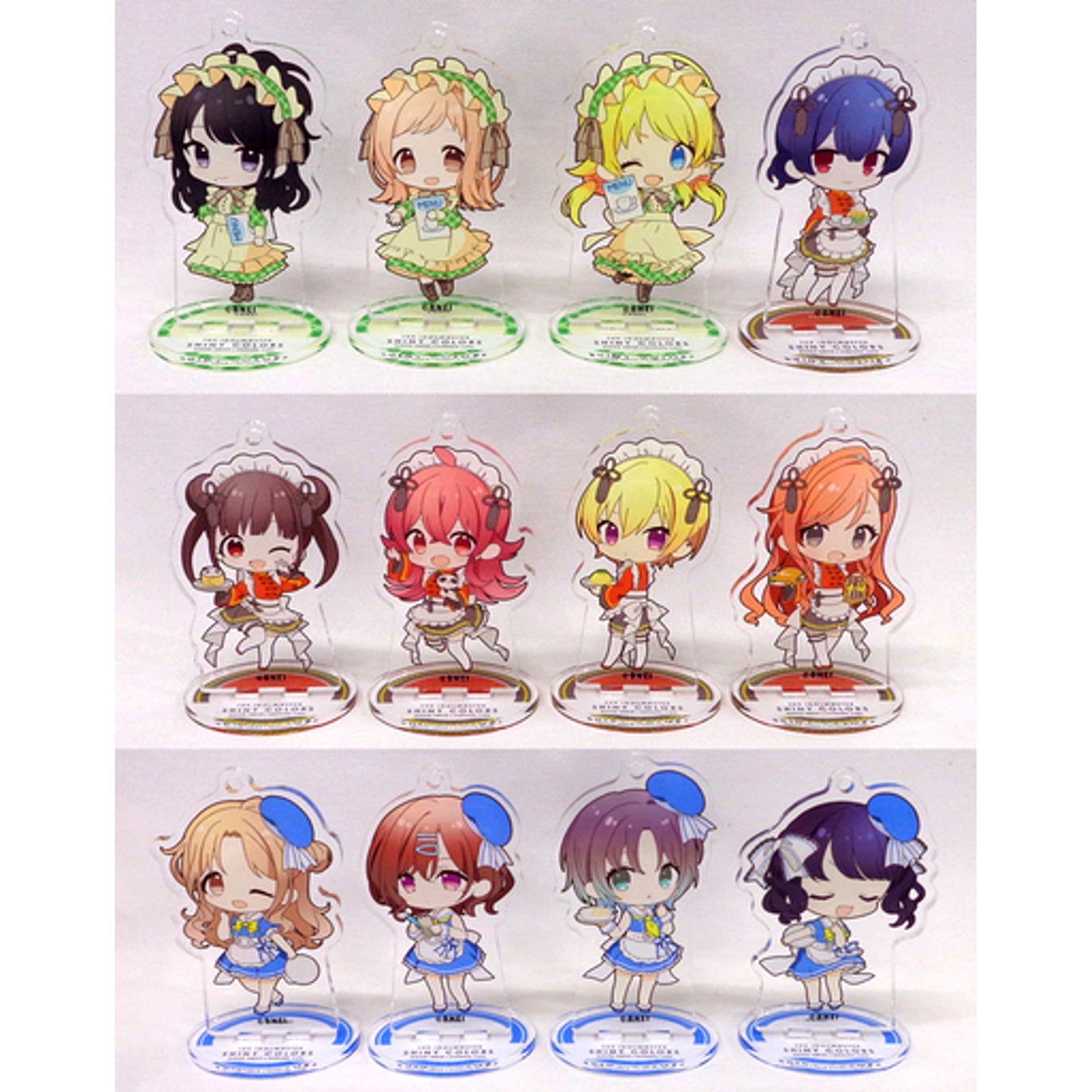 Set of 12 The Idolm@ster Shiny Colors 3rd ANNIVERSARY CELEBRATION x GOOD SMILE x Animate Cafe Trading Acrylic Stand Keychain Group 1 [USED]
