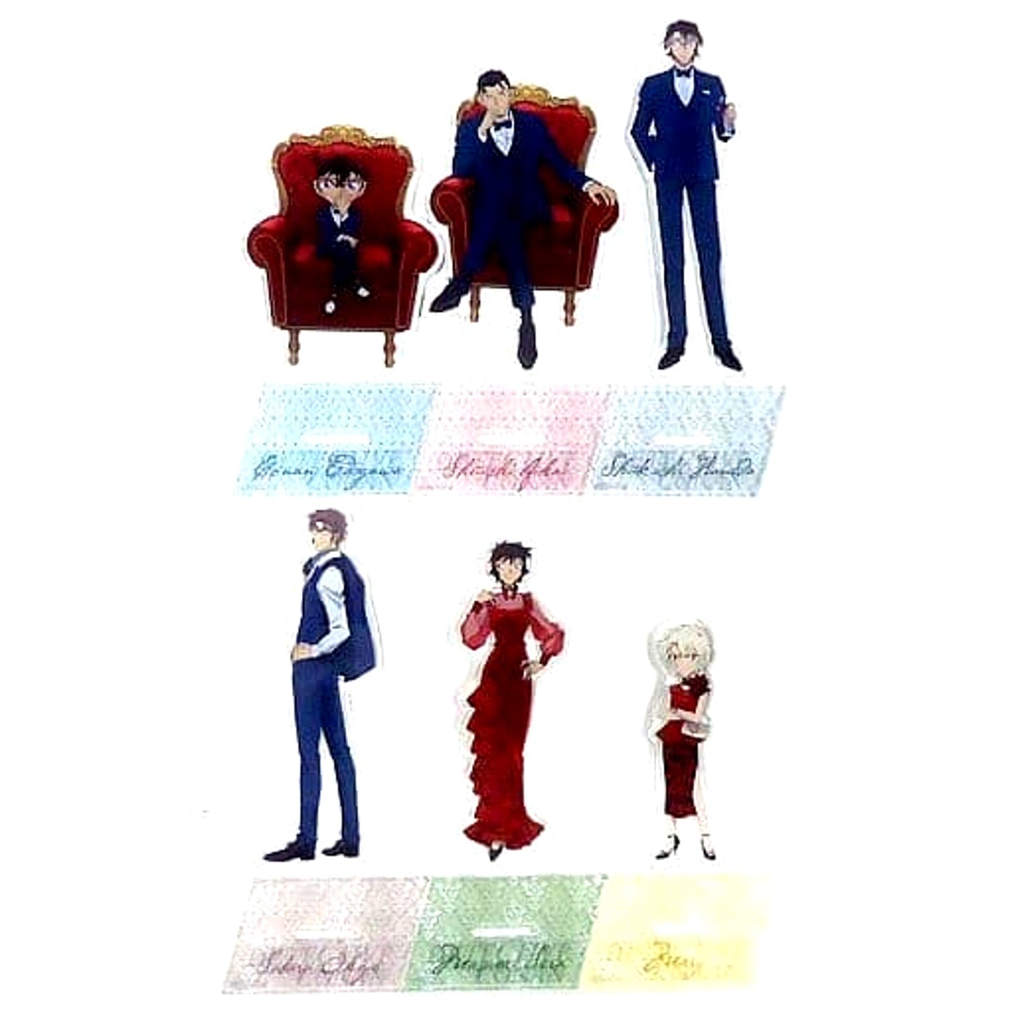 Detective Conan Subaru Okiya & Others All 6 Types Set Sega Lucky Kuji Red Party Collection Acrylic Stand Prize I [USED]