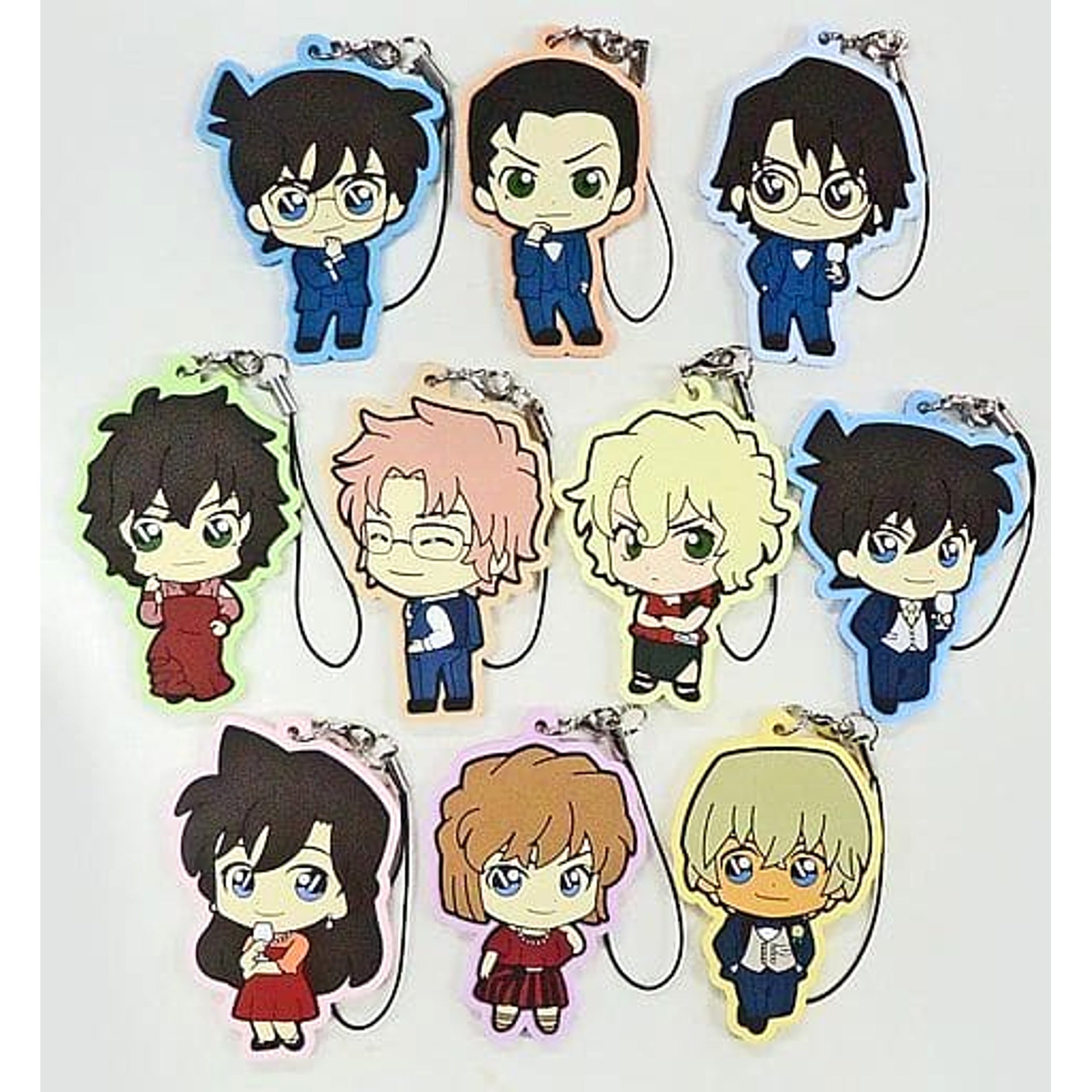 Detective Conan Conan Edogawa & Others All 10 Types Set Sega Lucky Kuji Red Party Collection Rubber Charm Prize K [USED]