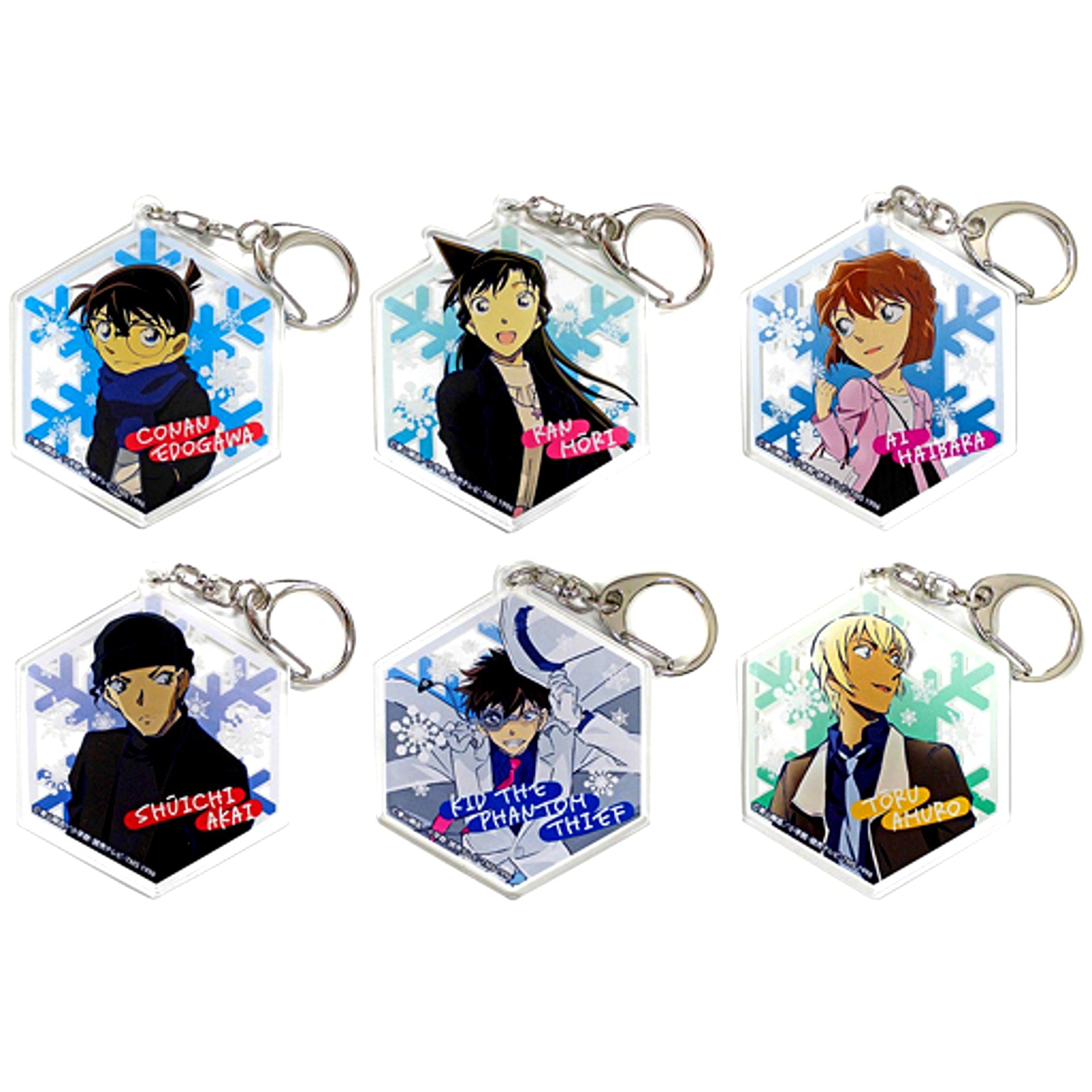 Set of 6 Detective Conan Blind Acrylic Keychain Illumination Ver. [USED]