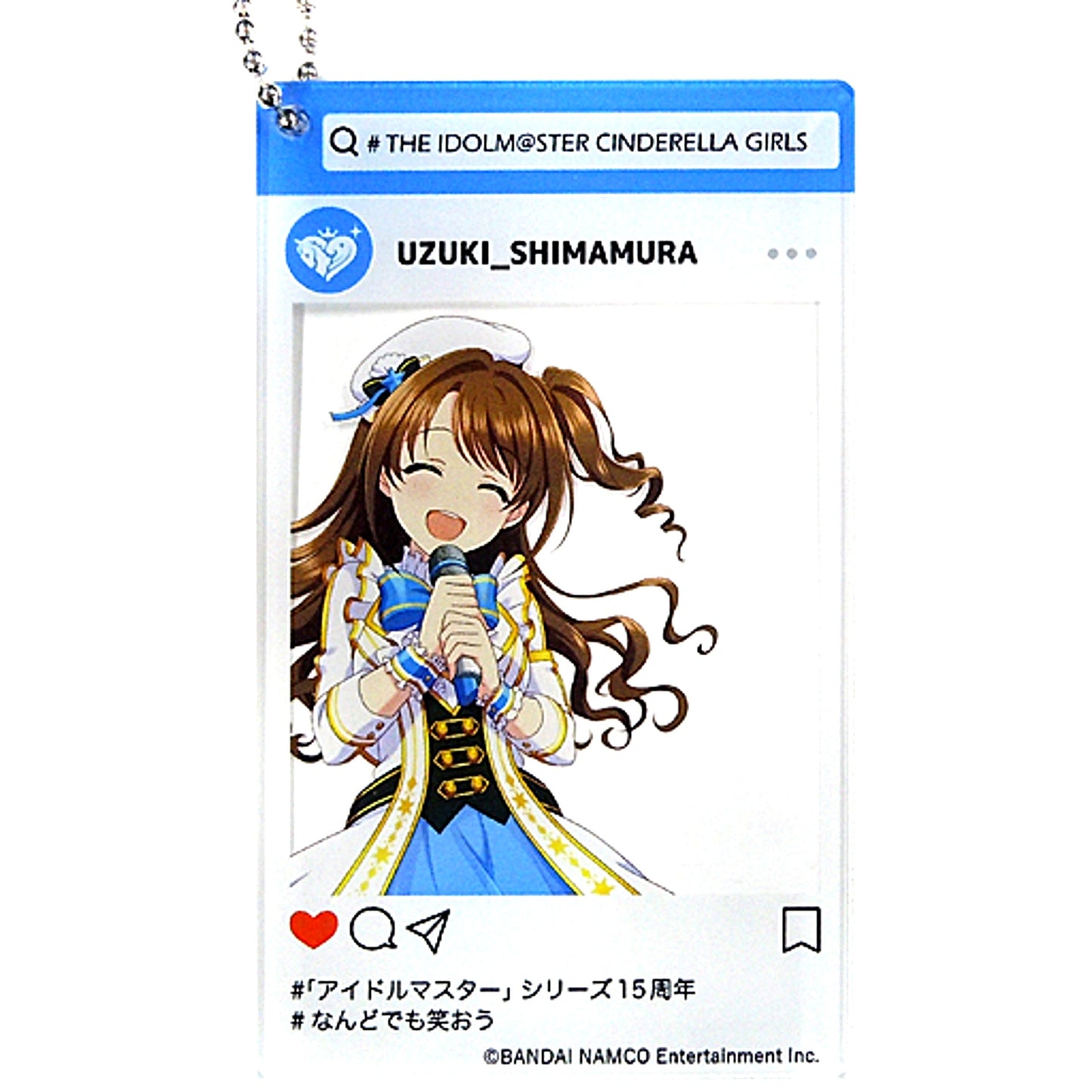 Uzuki Shimamura The Idolmaster 15th ANNIVERSARY cafe in Anion STATION AKIHABARA Photo Acrylic Keychain Collection Nandodemo Waraou Ver. [USED]