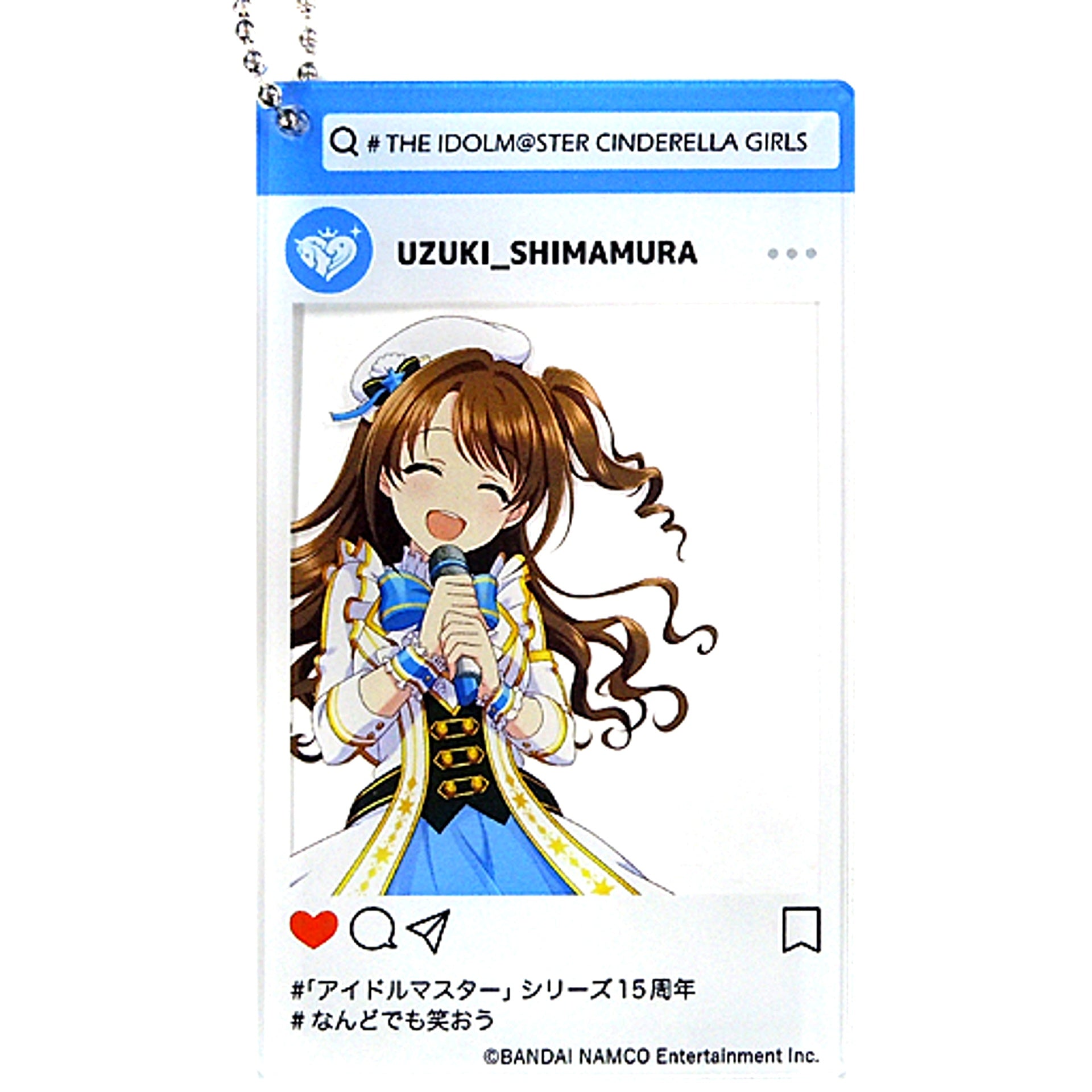 Uzuki Shimamura The Idolmaster 15th ANNIVERSARY cafe in Anion STATION AKIHABARA Photo Acrylic Keychain Collection Nandodemo Waraou Ver. [USED]