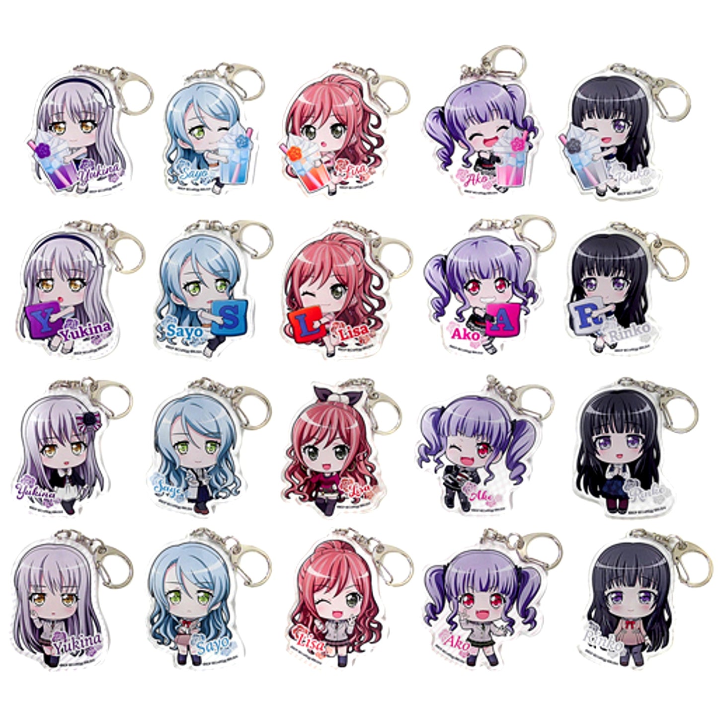 Set of 20 BanG Dream! Girls Band Party! Roselia ga Ippai Trading Acrylic Keychain [USED]