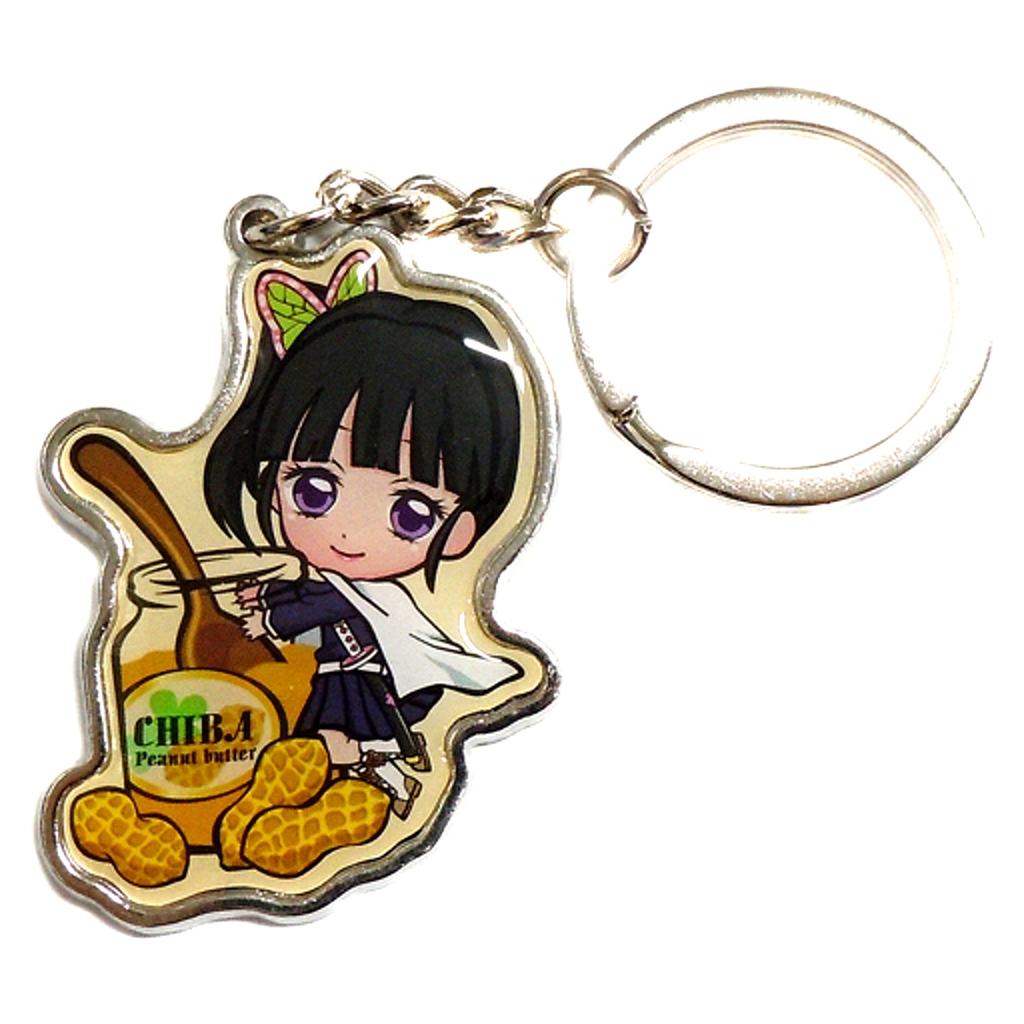Kanao Tsuyuri Peanuts Demon Slayer Kimetsu no Yaiba Metal Keychain Chiba Limited [USED]