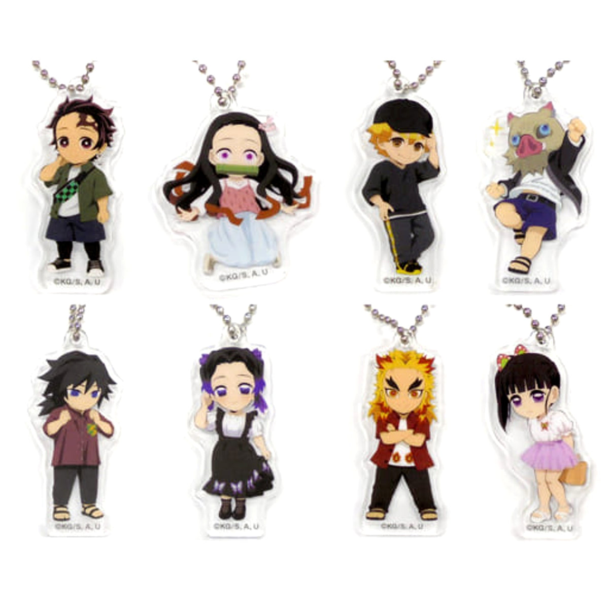 Demon Slayer: Kimetsu no Yaiba Tanjiro Kamado & Others Acrylic Keychain Lawson Summer Uniform LAWSON Limited All 8 Types Set Keychains [USED]