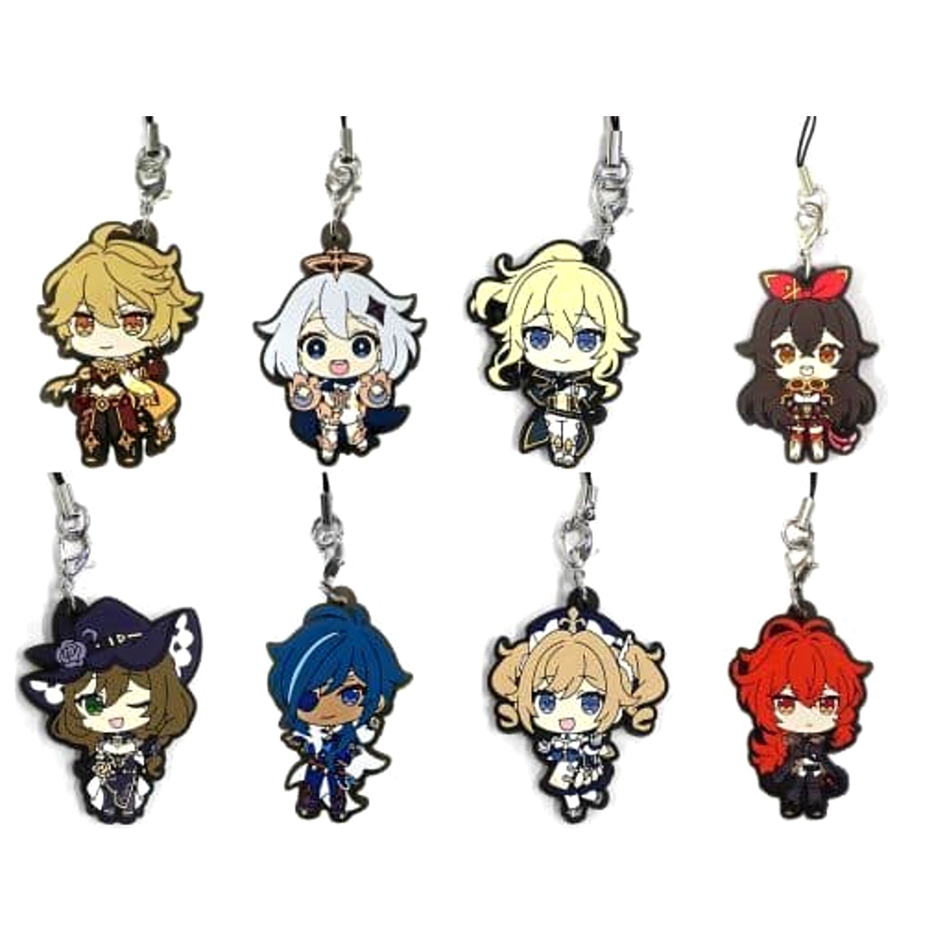 Genshin Aether & Others All 8 Types Set Capsule Rubber Strap Vol.1 Keychains [USED]